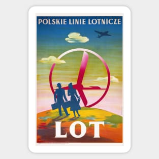 Polskie Linie Lotnicze LOT Vintage Poster Sticker